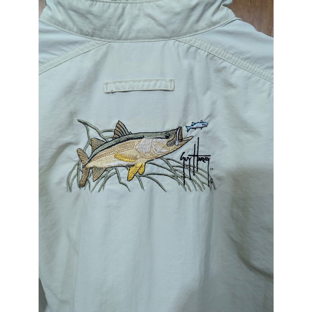 Guy Harvey AFTCO Bluewater Fishing Shirt Men’s M Beige Nylon Vented Back